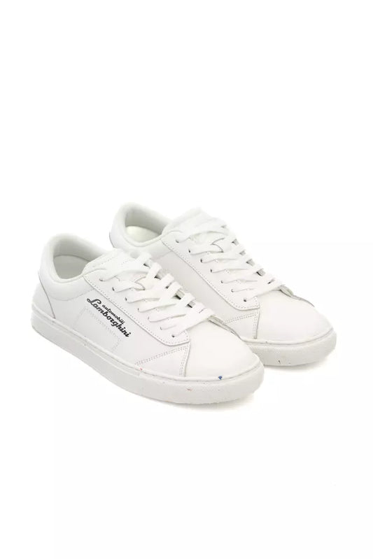 Sleek White Leather Lace-up Sneakers