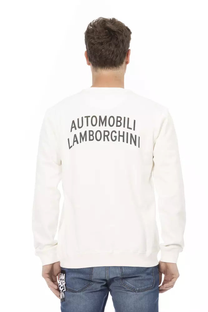 Sleek White Crewneck Shield Logo Sweater