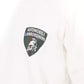 Sleek White Crewneck Shield Logo Sweater