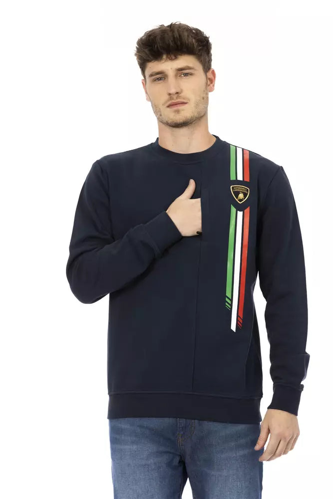 Sleek Shield Emblem Blue Crewneck Sweatshirt