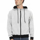 Chic Gray Zippered Cotton Hoodie