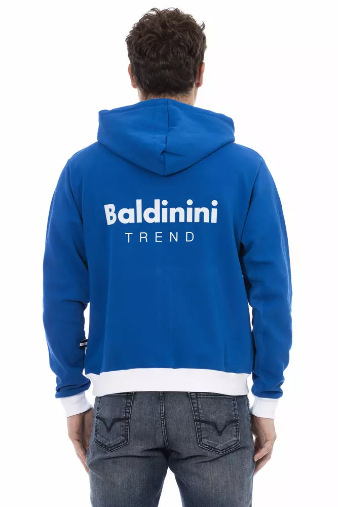 Elegant Blue Wool Hoodie with Zip Closure