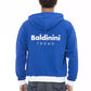 Elegant Blue Wool Hoodie with Rear Logo