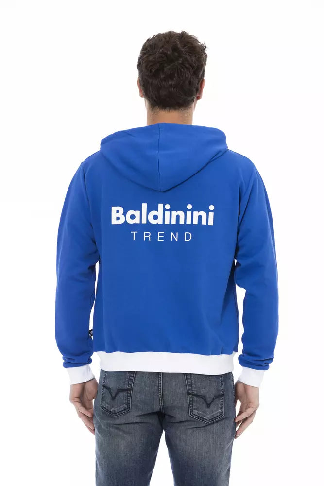 Elegant Blue Wool Hoodie with Rear Logo