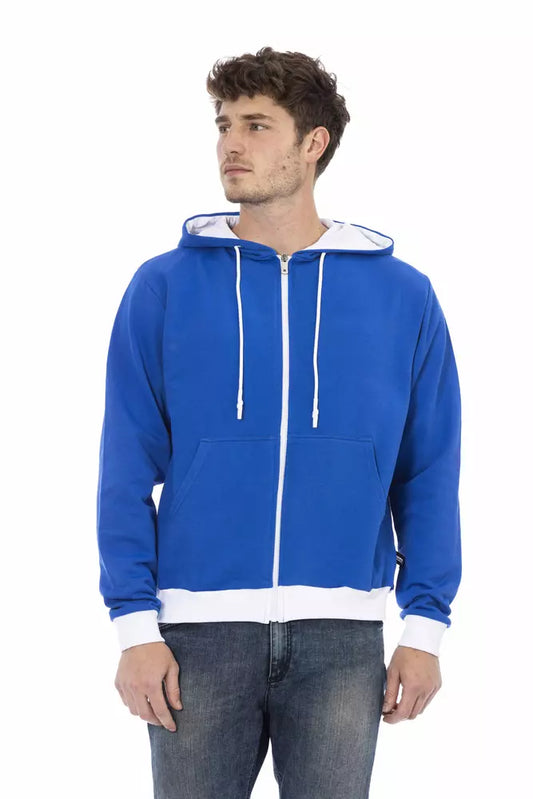 Elegant Blue Wool Hoodie with Rear Logo