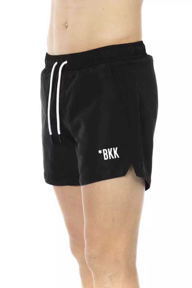 Chic Black Swim Shorts with Signature Band