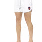 Elegant White Swim Shorts with Unique Front Print