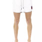 Elegant White Swim Shorts with Unique Front Print