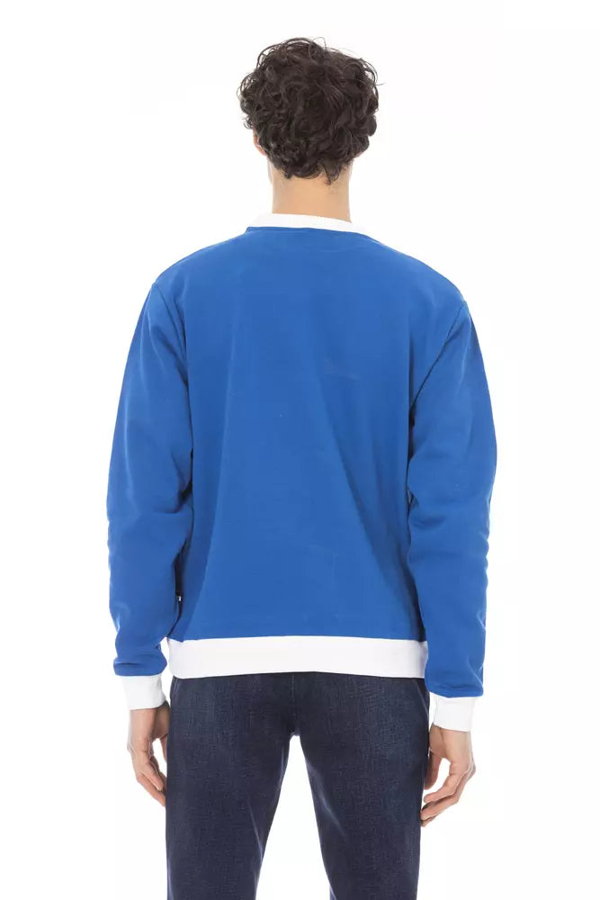 Elegant Blue Cotton Long-Sleeve Sweatshirt