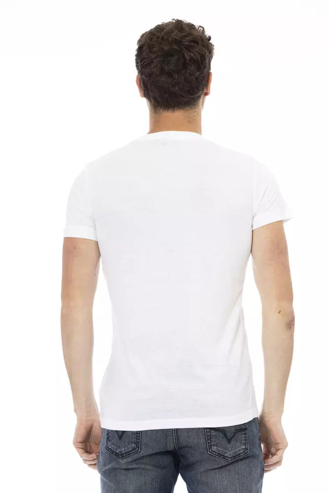 Sleek White Printed Tee with Superior Comfort