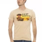 Elevated Beige Short Sleeve T-Shirt with Chic Front Print