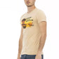 Elevated Beige Short Sleeve T-Shirt with Chic Front Print