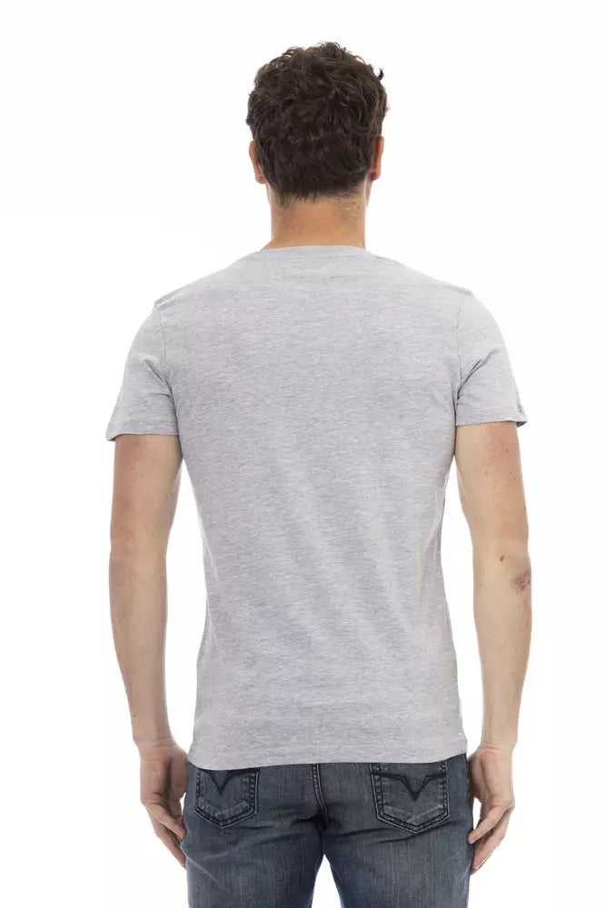 Sophisticated Gray Tee with Elegant Front Print