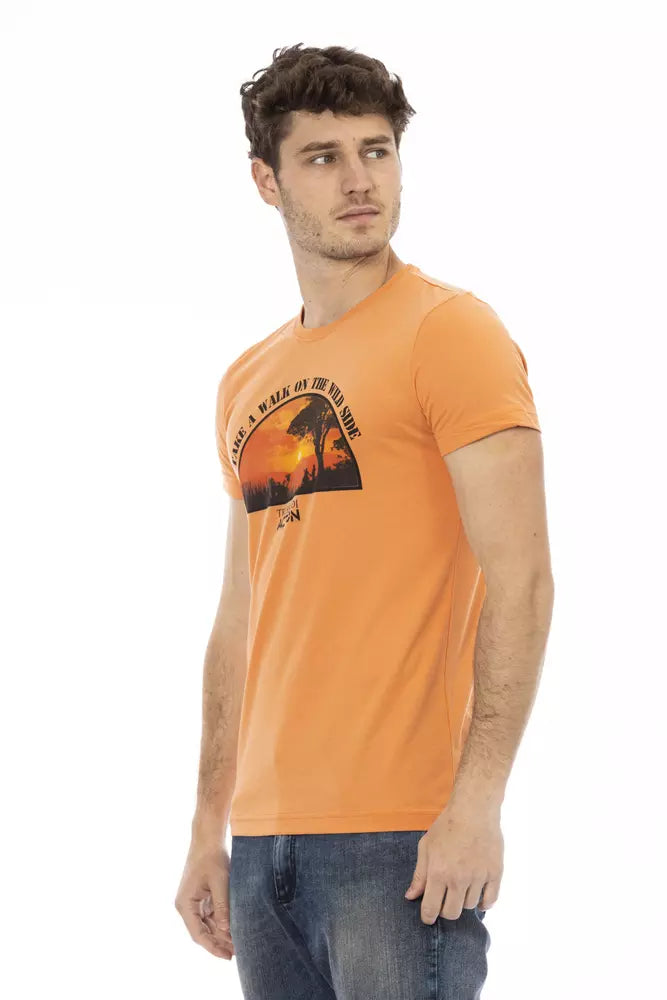 Chic Orange Printed Short Sleeve Tee