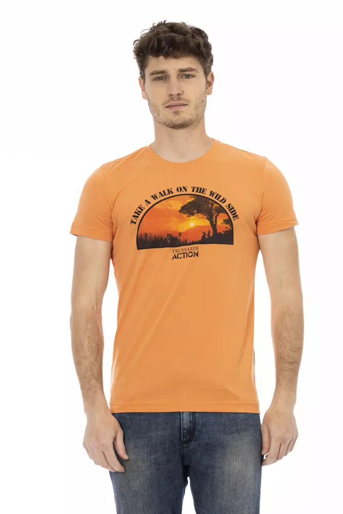 Chic Orange Printed Short Sleeve Tee