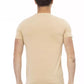Beige Short Sleeve Tee with Sleek Print