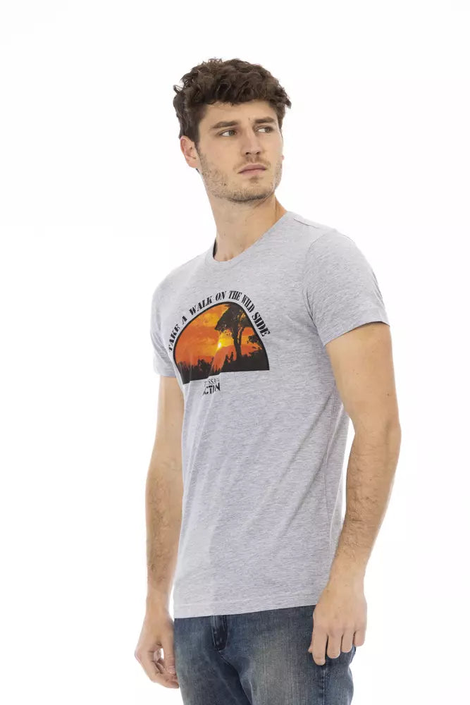 Elegant Gray Cotton-Blend T-Shirt