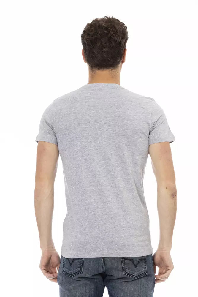 Elegant Gray Cotton-Blend T-Shirt