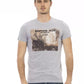 Chic Gray Cotton Blend Round Neck Tee
