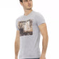 Chic Gray Cotton Blend Round Neck Tee