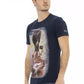 Sleek Summer Blue Tee with Unique Front Print