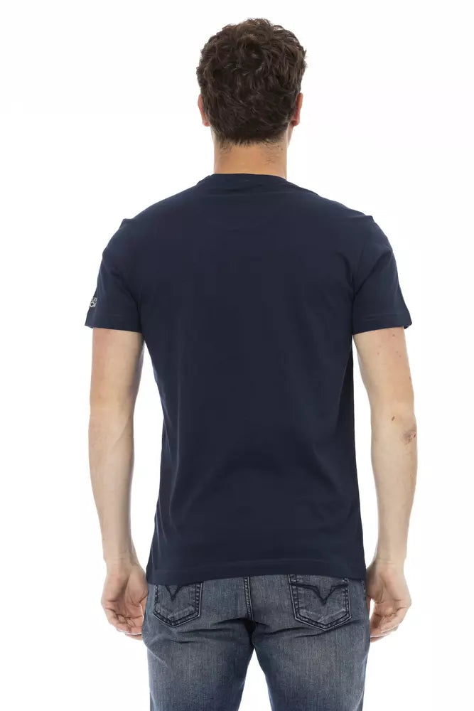 Sleek Summer Blue Tee with Unique Front Print