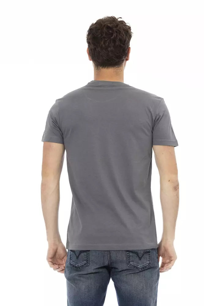 Chic Gray Short Sleeve Round Neck Tee