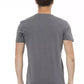 Elegant Gray Round Neck Tee with Front Print