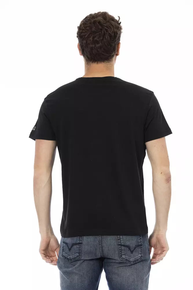 Sleek Black Graphic Tee with Artistic Flair