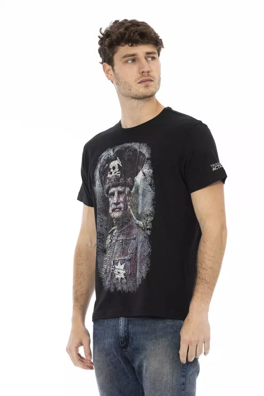 Sleek Black Graphic Tee with Artistic Flair