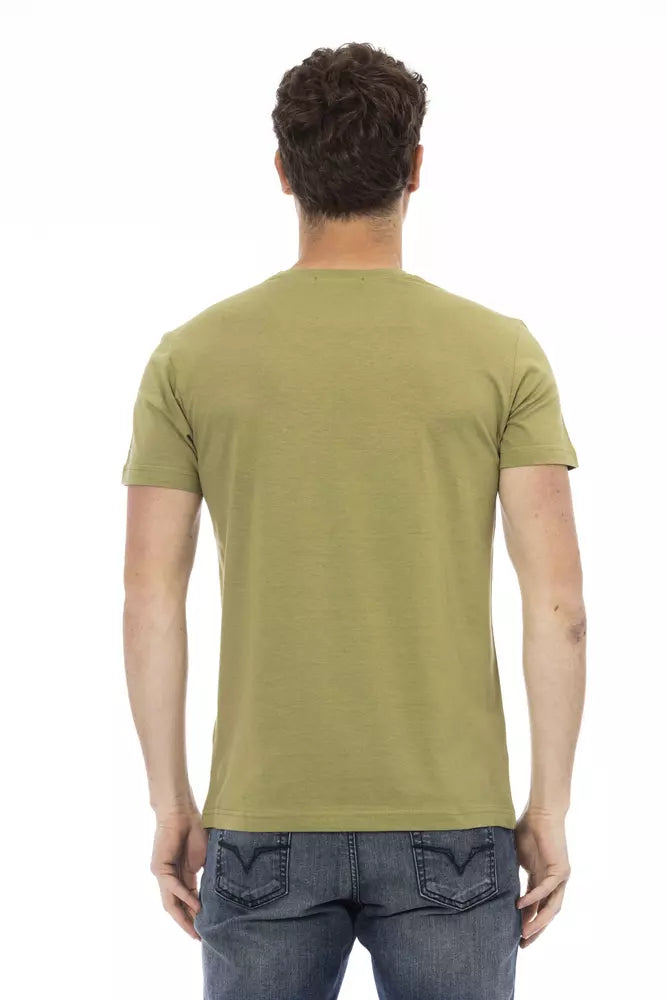 Chic Green Short Sleeve Tee with Front Print