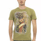 Chic Green Short Sleeve Tee with Front Print