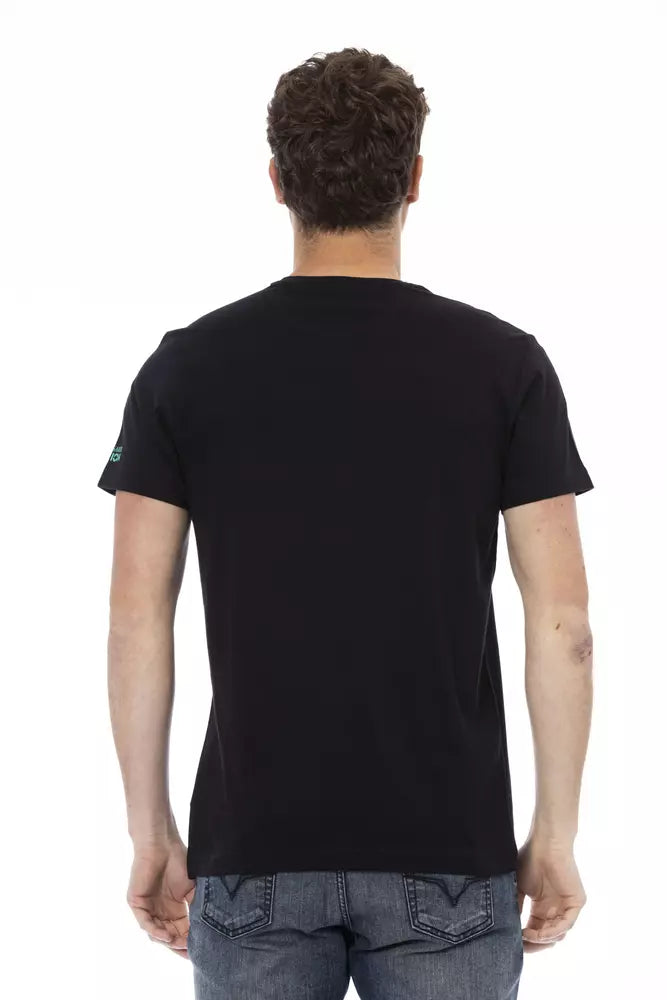 Elevated Casual Black Tee with Unique Front Print