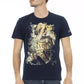 Elegant Blue Short Sleeve Cotton Blend Tee