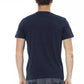 Elegant Blue Short Sleeve Cotton Blend Tee