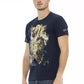 Elegant Blue Short Sleeve Cotton Blend Tee