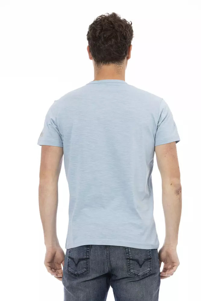 Elegant Light Blue Cotton Tee for Men