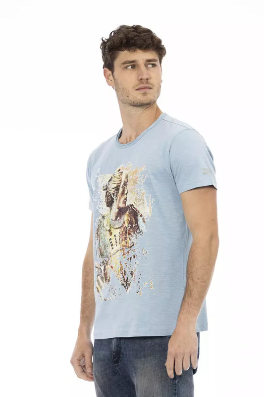 Elegant Light Blue Cotton Tee for Men