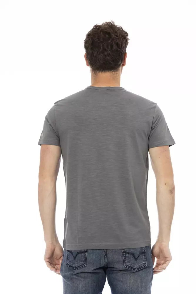 Sleek Gray Short Sleeve Round Neck Tee