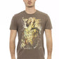 Chic Brown Short Sleeve Cotton-Blend Tee
