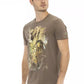 Chic Brown Short Sleeve Cotton-Blend Tee