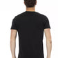 Elegant Black Round Neck Tee with Unique Print