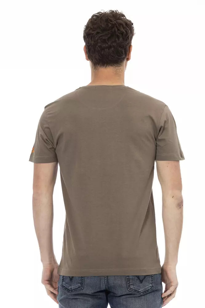 Elegant Brown Tee with Chic Front Print