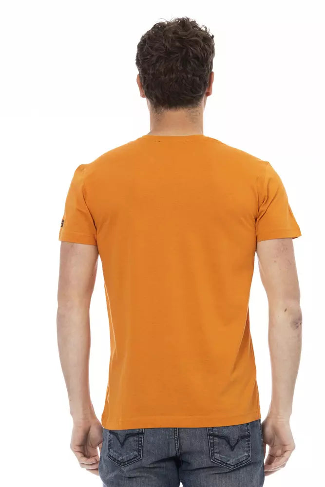 Elegant Orange Short Sleeve Round Neck Tee