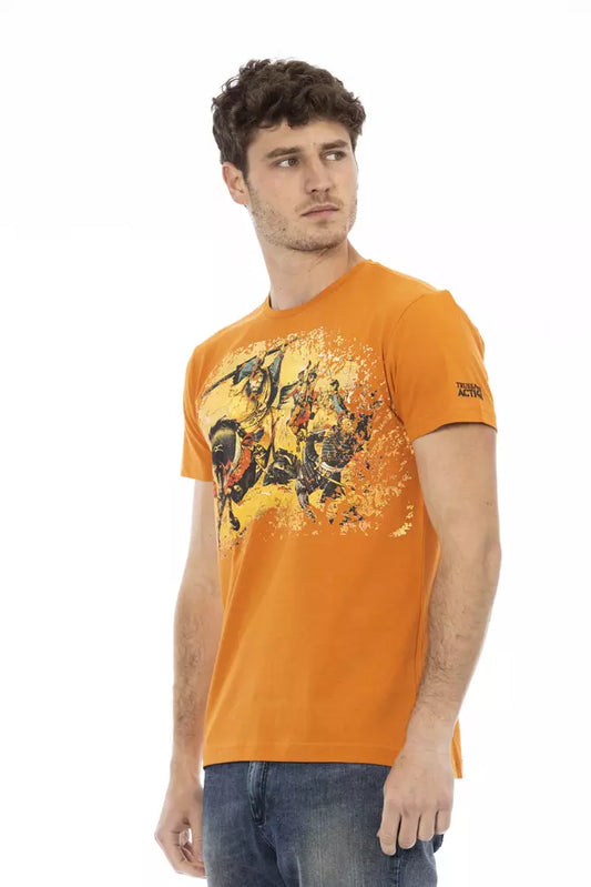 Elegant Orange Short Sleeve Round Neck Tee