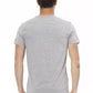 Chic Gray Cotton-Blend Tee with Artistic Front Print