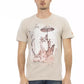 Beige Short Sleeve Luxury Tee with Front Print