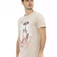 Beige Short Sleeve Luxury Tee with Front Print