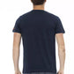 Chic Blue Short Sleeve Tee with Front Print