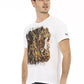 Elegant White Round Neck Tee with Front Print